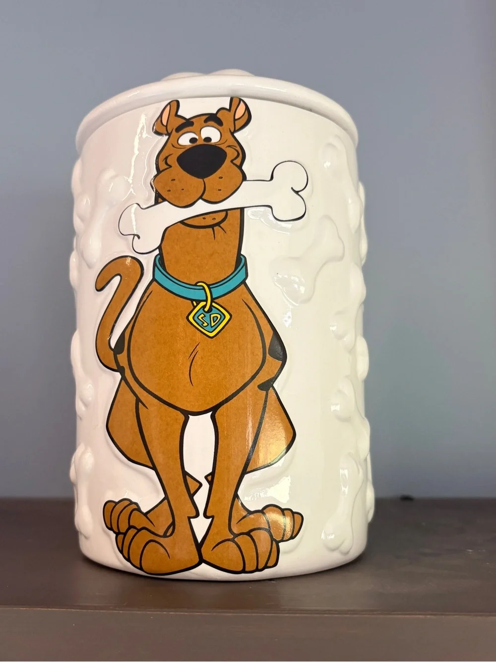 Scooby-Doo Ceramic Cookie Treat Jar Canister Dog Bone w/ Lid Hanna Barbera